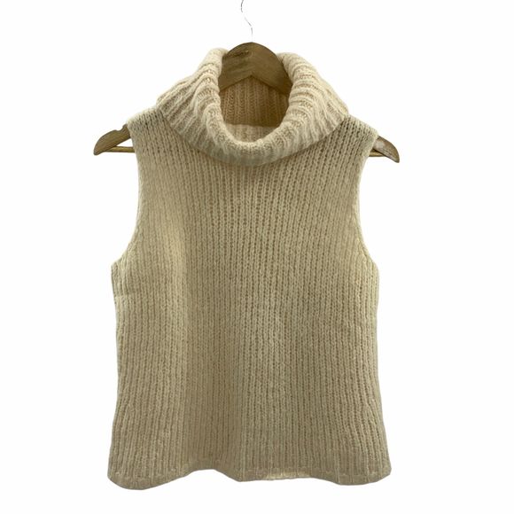 Ann Taylor Sweaters - Ann Taylor Cream Turtleneck Wool Vest Size M
